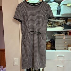 Max Studio Black and White Houndstooth Midi Dress